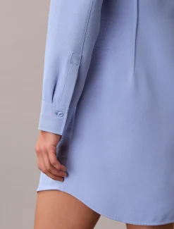 Calvin Klein Lässiges langärmeliges Mini-Hemdkleid aus Twill^Damen Kleider & Röcke