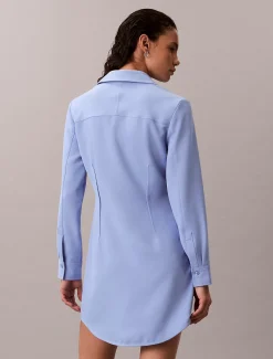 Calvin Klein Lässiges langärmeliges Mini-Hemdkleid aus Twill^Damen Kleider & Röcke