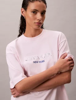 Calvin Klein Lässiges Logo-T-Shirt mit Pailletten^Damen T-shirts & Tops