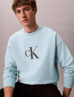 Calvin Klein Lässiges Monogramm-Logo-Sweatshirt aus hochwertigem Frottee^Herren Hoodies & Sweatshirts