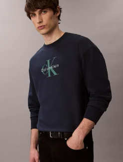 Calvin Klein Lässiges Monogramm-Logo-Sweatshirt aus hochwertigem Frottee^Herren Hoodies & Sweatshirts