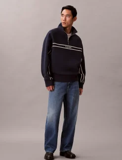 Calvin Klein Lässiges Spacer-Sweatshirt mit Viertelreißverschluss^Herren Hoodies & Sweatshirts
