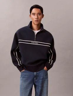 Calvin Klein Lässiges Spacer-Sweatshirt mit Viertelreißverschluss^Herren Hoodies & Sweatshirts
