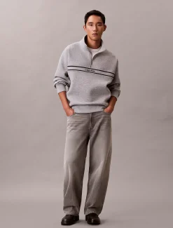 Calvin Klein Lässiges Spacer-Sweatshirt mit Viertelreißverschluss^Herren Hoodies & Sweatshirts