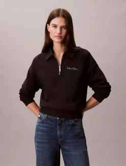 Calvin Klein Lässiges Sweatshirt aus French Terry mit Viertelreißverschluss^Damen Sweatshirts & Hoodies
