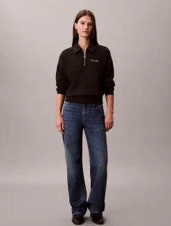 Calvin Klein Lässiges Sweatshirt aus French Terry mit Viertelreißverschluss^Damen Sweatshirts & Hoodies