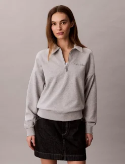 Calvin Klein Lässiges Sweatshirt aus French Terry mit Viertelreißverschluss^Damen Sweatshirts & Hoodies