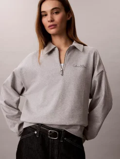 Calvin Klein Lässiges Sweatshirt aus French Terry mit Viertelreißverschluss^Damen Sweatshirts & Hoodies