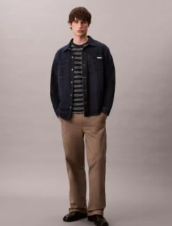 Calvin Klein Lässiges T-Shirt aus Jacquard mit Tasche und Streifenmuster^Herren T-shirts