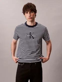 Calvin Klein Lässiges T-Shirt mit Monogramm-Logo-Streifen^Herren T-shirts