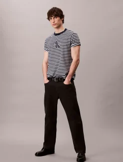 Calvin Klein Lässiges T-Shirt mit Monogramm-Logo-Streifen^Herren T-shirts