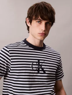 Calvin Klein Lässiges T-Shirt mit Monogramm-Logo-Streifen^Herren T-shirts