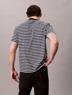 Calvin Klein Lässiges T-Shirt mit Monogramm-Logo-Streifen^Herren T-shirts