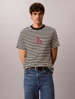 Calvin Klein Lässiges T-Shirt mit Monogramm-Logo-Streifen^Herren T-shirts