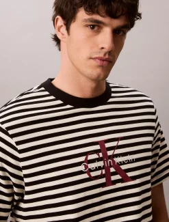 Calvin Klein Lässiges T-Shirt mit Monogramm-Logo-Streifen^Herren T-shirts