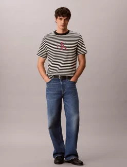 Calvin Klein Lässiges T-Shirt mit Monogramm-Logo-Streifen^Herren T-shirts