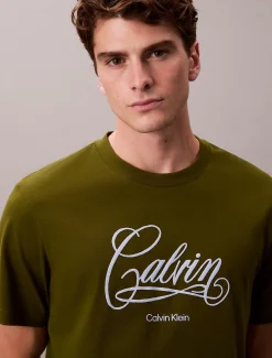 Calvin Klein Lässiges T-Shirt mit Schriftzug-Logo-Grafik^Herren T-shirts