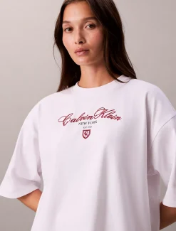 Calvin Klein Lässiges T-Shirt mit Schriftzug-Logo-Grafik^Damen T-shirts & Tops