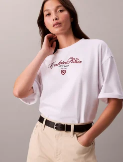 Calvin Klein Lässiges T-Shirt mit Schriftzug-Logo-Grafik^Damen T-shirts & Tops