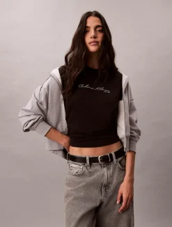 Calvin Klein Lässiges T-Shirt mit Schriftzug-Logo^Damen T-shirts & Tops