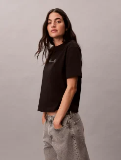Calvin Klein Lässiges T-Shirt mit Schriftzug-Logo^Damen T-shirts & Tops
