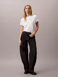 Calvin Klein Lässiges T-Shirt mit Schriftzug-Logo^Damen T-shirts & Tops
