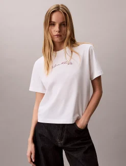 Calvin Klein Lässiges T-Shirt mit Schriftzug-Logo^Damen T-shirts & Tops
