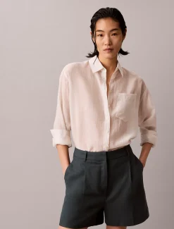 Calvin Klein Maßgenaue Shorts aus Leinen-Mix^Damen Hosen & Shorts