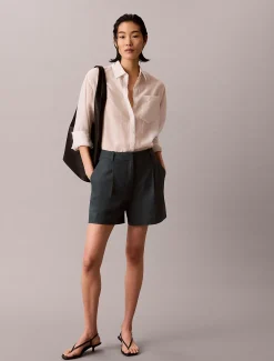 Calvin Klein Maßgenaue Shorts aus Leinen-Mix^Damen Hosen & Shorts