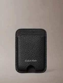Calvin Klein Magnetisches RFID-Kartenetui mit Handyhalterung aus Leder^Herren Geldbörsen & Kartenetuis