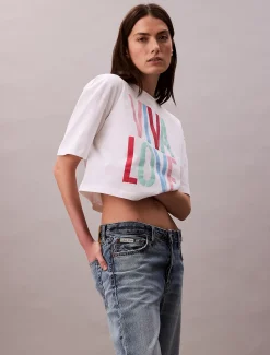 Calvin Klein Marc Hundley Lässiges cropped T-Shirt mit grafischem Pride-Print^Damen T-shirts & Tops