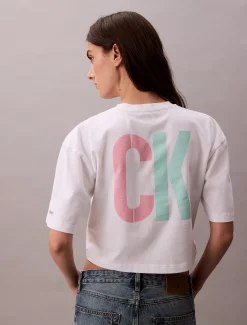 Calvin Klein Marc Hundley Lässiges cropped T-Shirt mit grafischem Pride-Print^Damen T-shirts & Tops
