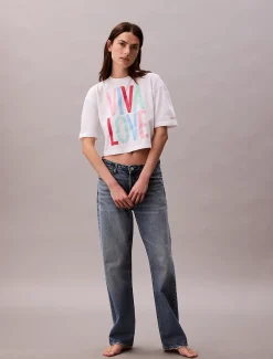 Calvin Klein Marc Hundley Lässiges cropped T-Shirt mit grafischem Pride-Print^Damen T-shirts & Tops