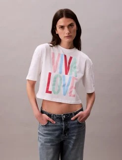 Calvin Klein Marc Hundley Lässiges cropped T-Shirt mit grafischem Pride-Print^Damen T-shirts & Tops