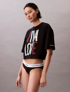 Calvin Klein Marc Hundley Lässiges cropped T-Shirt mit grafischem Pride-Print^Damen T-shirts & Tops