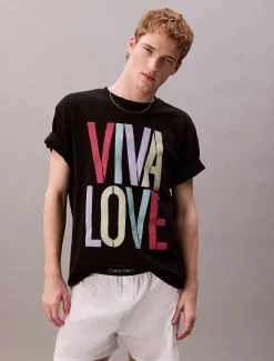 Calvin Klein Marc Hundley Pride Viva Love lässiges T-Shirt mit grafischem Print^Herren T-shirts