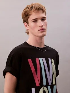 Calvin Klein Marc Hundley Pride Viva Love lässiges T-Shirt mit grafischem Print^Herren T-shirts