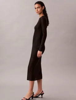 Calvin Klein Maxikleid aus Spitze mit durchgehendem Emblem-Logo^Damen Kleider & Röcke