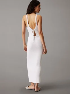 Calvin Klein Maxikleid aus weichem Strick mit Schnürung am Rücken^Damen Kleider & Röcke