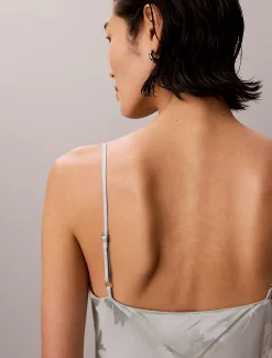 Calvin Klein Maxi-Slipkleid aus Satin-Jacquard^Damen Kleider & Röcke