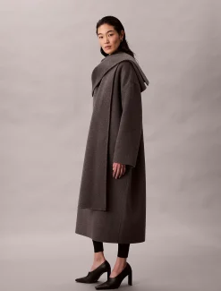 Calvin Klein Melierter Wollmantel mit Schal^Damen Mäntel