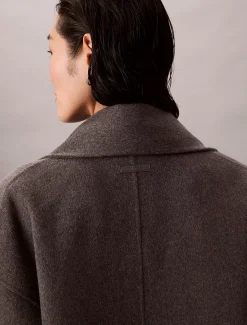 Calvin Klein Melierter Wollmantel mit Schal^Damen Mäntel