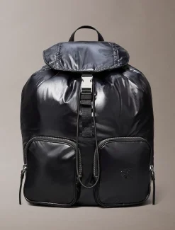 Calvin Klein Metallischer Nylon-Rucksack mit Klappe^Damen Taschen