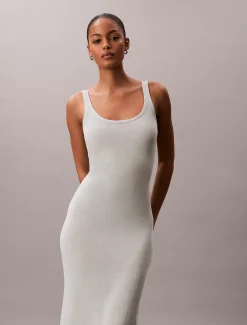 Calvin Klein Midikleid aus einer Leinenmischung mit Bindeverschluss im Rücken^Damen Kleider & Röcke