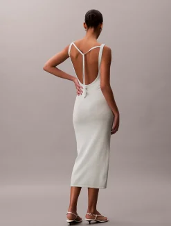 Calvin Klein Midikleid aus einer Leinenmischung mit Bindeverschluss im Rücken^Damen Kleider & Röcke