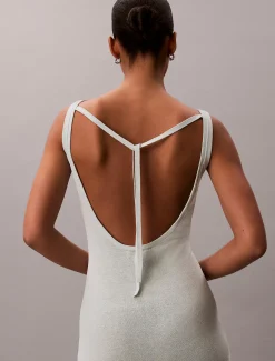 Calvin Klein Midikleid aus einer Leinenmischung mit Bindeverschluss im Rücken^Damen Kleider & Röcke