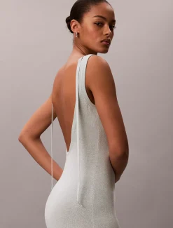 Calvin Klein Midikleid aus einer Leinenmischung mit Bindeverschluss im Rücken^Damen Kleider & Röcke