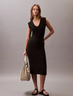 Calvin Klein Midikleid aus transparentem Strick^Damen Kleider & Röcke