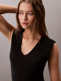 Calvin Klein Midikleid aus transparentem Strick^Damen Kleider & Röcke