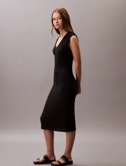 Calvin Klein Midikleid aus transparentem Strick^Damen Kleider & Röcke